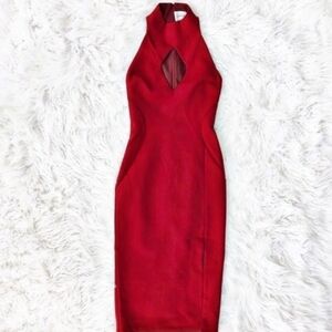 N/Nicholas Crimson diamond cutout ponte dress